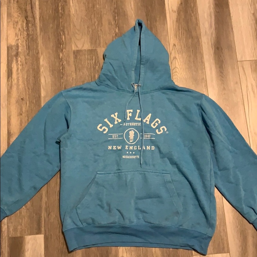 Blue Six Flags hoodie